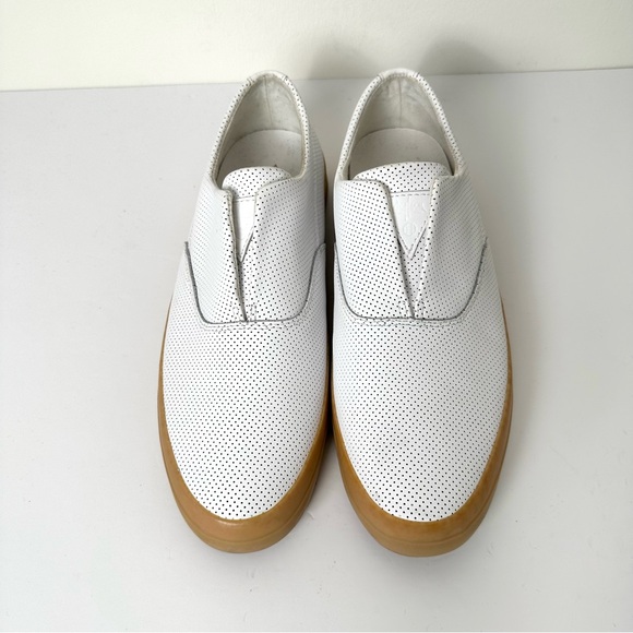 HUF Dylan White Perforated Leather Slip On Skate Shoes - Picture 3 of 12